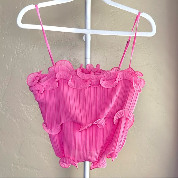 Lush Tops - LUSH Fuchsia Pink Ruffle Cami Top